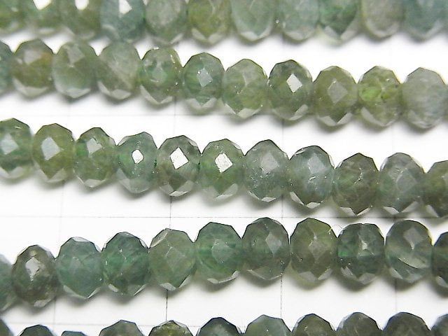 [Video] High Quality! Green Apatite AA+ Faceted Button Roundel 5.5x5.5x4mm half or 1strand beads (aprx.15inch / 37cm)