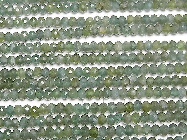 [Video] High Quality! Green Apatite AA+ Faceted Button Roundel 5.5x5.5x4mm half or 1strand beads (aprx.15inch / 37cm)