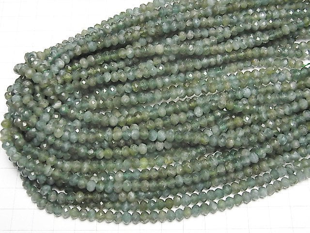 [Video] High Quality! Green Apatite AA+ Faceted Button Rondelle 5.5x5.5x4mm half or 1strand beads (aprx.15inch / 37cm)