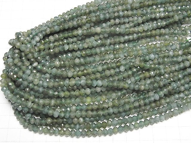 [Video] High Quality! Green Apatite AA+ Faceted Button Roundel 5.5x5.5x4mm half or 1strand beads (aprx.15inch / 37cm)