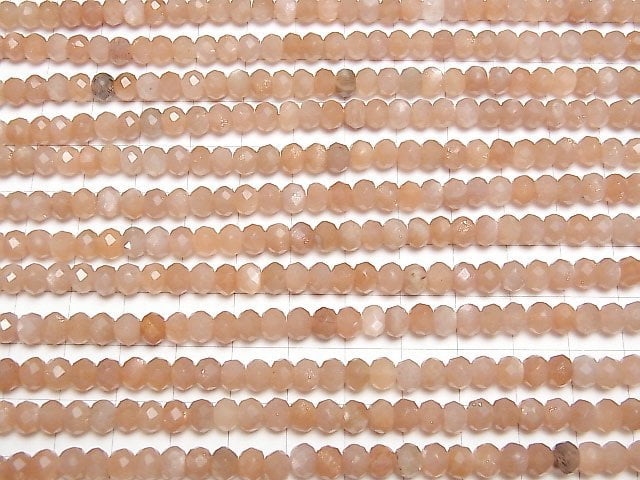 [Video] High Quality! Orange Moonstone AA++ Faceted Button Roundel 6x6x4mm 1strand beads (aprx.15inch / 37cm)