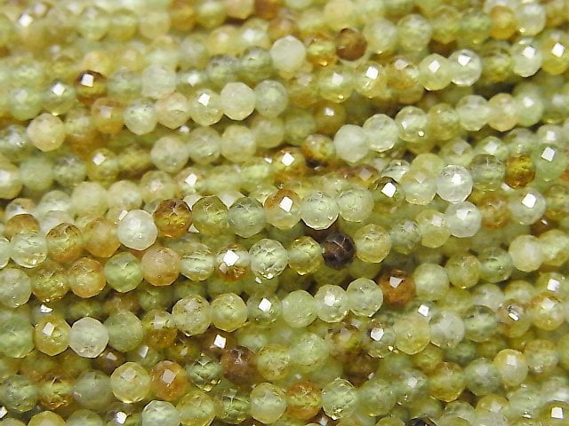 [Video] High Quality! Grossular Garnet AA++ Faceted Round 3mm 1strand beads (aprx.15inch / 37cm)