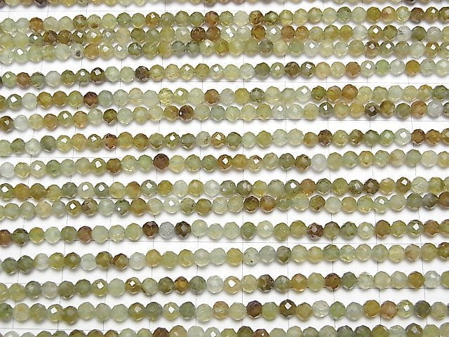 [Video] High Quality! Grossular Garnet AA++ Faceted Round 4mm 1strand beads (aprx.15inch / 37cm)