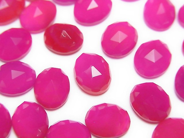 [Video] Fuchsia Pink Chalcedony AA++ Oval Faceted Cabochon 10x8mm 3pcs