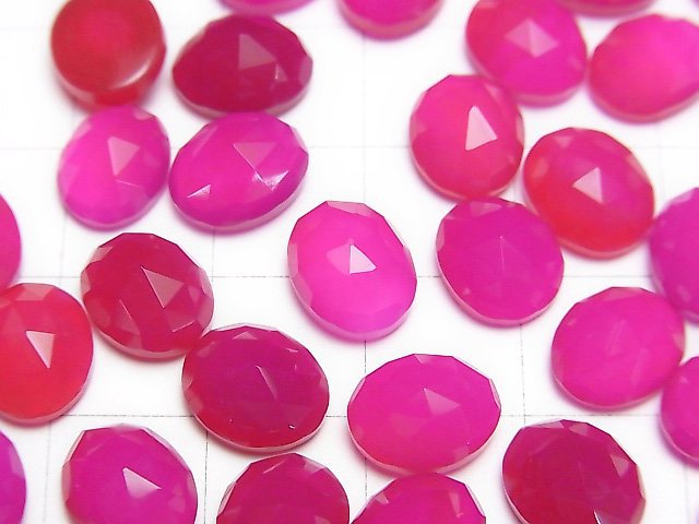 [Video] Fuchsia Pink Chalcedony AA++ Oval Faceted Cabochon 10x8mm 3pcs