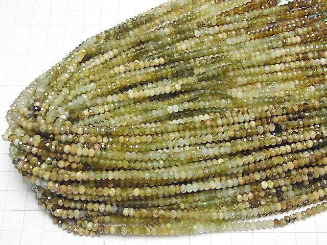 [Video] High Quality! Grossular Garnet AA Faceted Button Roundel 4x4x2.5mm 1strand beads (aprx.15inch / 37cm)