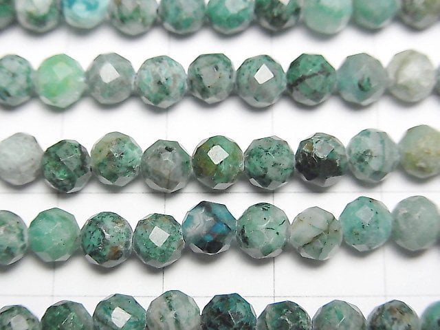 [Video] High Quality! Chrysocolla Inquartz Faceted Round 5mm 1strand beads (aprx.15inch / 37cm)