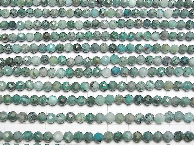 [Video] High Quality! Chrysocolla Inquartz Faceted Round 5mm 1strand beads (aprx.15inch / 37cm)