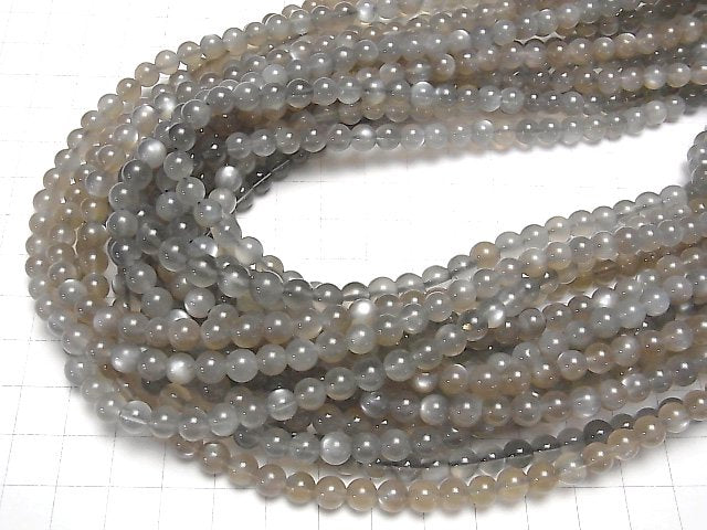 [Video] Gray Moonstone AAA- Round 6mm half or 1strand beads (aprx.21inch / 52cm)