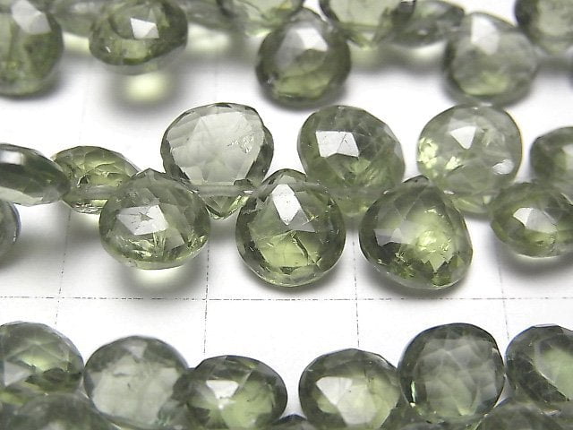 [Video]High Quality Green Apatite AA++ Chestnut Faceted Briolette half or 1strand beads (aprx.6inch/16cm)