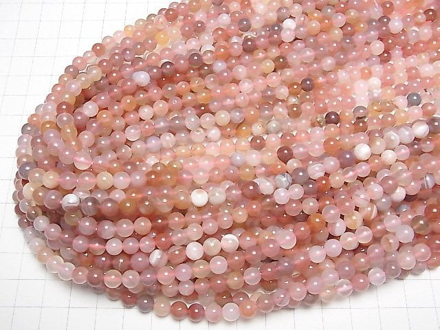 [Video] Pink Botswana Agate Round 6mm 1strand beads (aprx.15inch / 38cm)