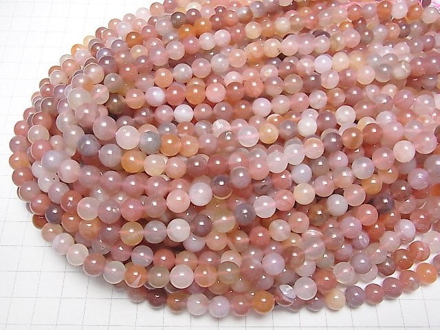 [Video] Pink Botswana Agate Round 8mm half or 1strand beads (aprx.15inch / 38cm)