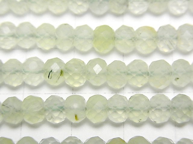 [Video] High Quality! Prehnite AAA Faceted Button Roundel 6x6x4mm 1strand beads (aprx.15inch / 37cm)