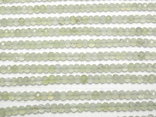 [Video] High Quality! Prehnite AAA Faceted Button Rondelle 6x6x4mm 1strand beads (aprx.15inch / 37cm)