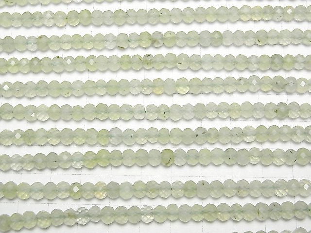 [Video] High Quality! Prehnite AAA Faceted Button Roundel 6x6x4mm 1strand beads (aprx.15inch / 37cm)