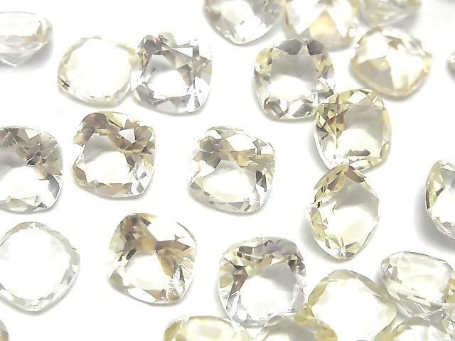 高品質淺色黃水晶 AAA 裸石方形刻面 10x10mm 2顆