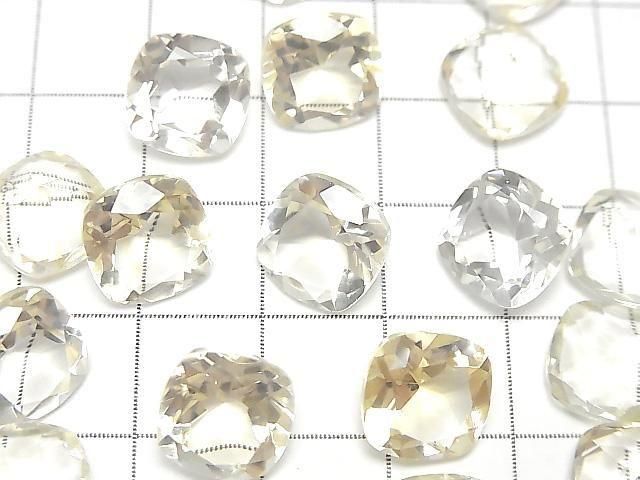 高品質淺色黃水晶 AAA 裸石方形刻面 10x10mm 2顆