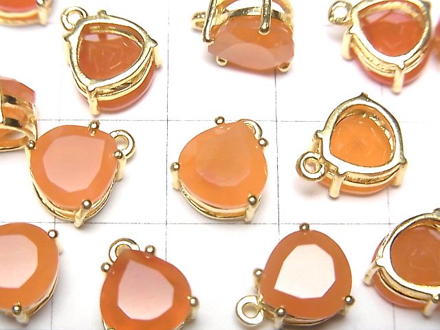 [Video] High Quality Carnelian AAA Bezel Setting Chestnut Faceted 8x8mm 18KGP 1pc