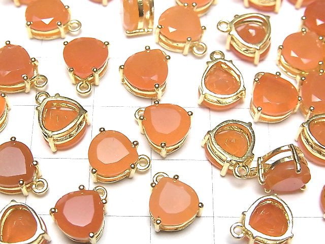 [Video] High Quality Carnelian AAA Bezel Setting Chestnut Faceted 8x8mm 18KGP 1pc