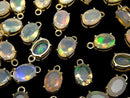 [Video] High Quality Ethiopia Opal AAA Bezel Setting Oval Faceted 8x6mm 18KGP 2pcs