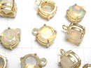 [Video] High Quality Ethiopia Opal AAA Bezel Setting Round Faceted 7x7mm 18KGP 2pcs