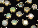 [Video] High Quality Ethiopia Opal AAA Bezel Setting Round Faceted 7x7mm 18KGP 2pcs
