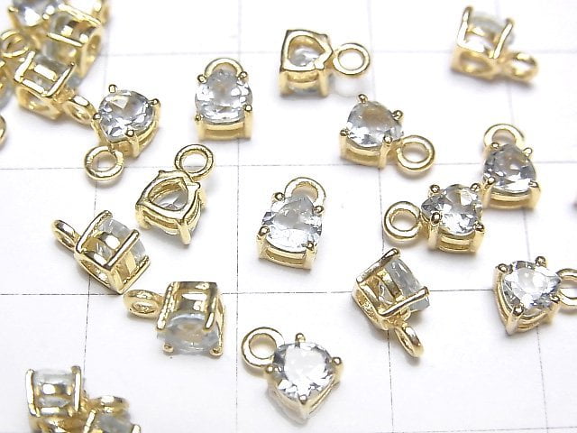 [Video] High Quality Aquamarine AAA Bezel Setting Chestnut Faceted 4x4mm 18KGP 2pcs