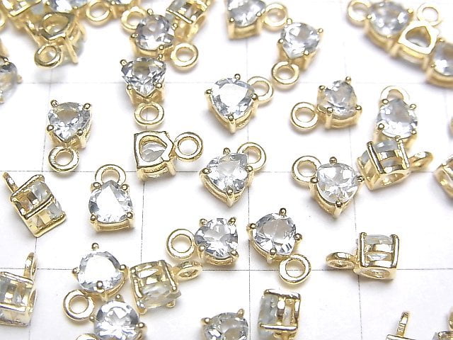 [Video] High Quality Aquamarine AAA Bezel Setting Chestnut Faceted 4x4mm 18KGP 2pcs