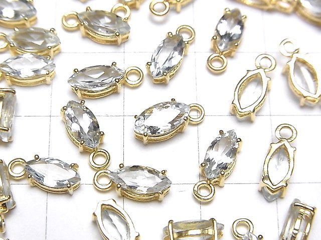 [Video] High Quality Aquamarine AAA Bezel Setting Marquise Faceted 8x4mm 18KGP 2pcs