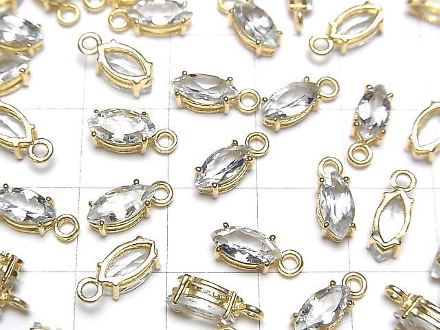 [Video] High Quality Aquamarine AAA Bezel Setting Marquise Faceted 8x4mm 18KGP 2pcs