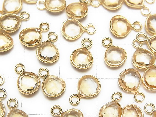 [Video] High Quality Citrine AAA Bezel Setting Chestnut Shape 7x7mm 18KGP 4pcs