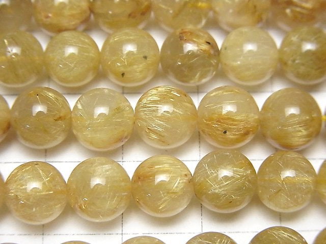 [Video] Rutilated Quartz AA++ Round 8mm half or 1strand beads (aprx.15inch / 38cm)