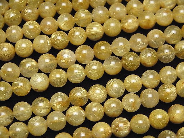 [Video] Rutilated Quartz AA++ Round 8mm half or 1strand beads (aprx.15inch / 38cm)