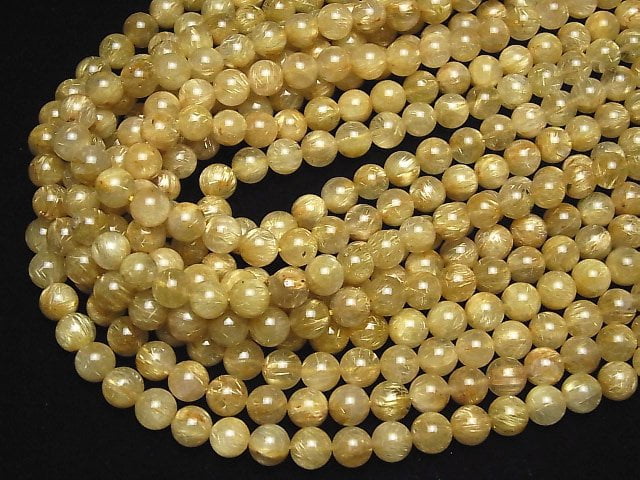 [Video] Rutilated Quartz AA++ Round 8mm half or 1strand beads (aprx.15inch / 38cm)