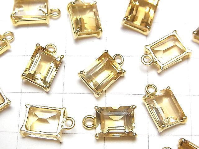 [Video]High Quality Citrine AAA Bezel Setting Rectangle Faceted 9x7mm 18KGP 1pc