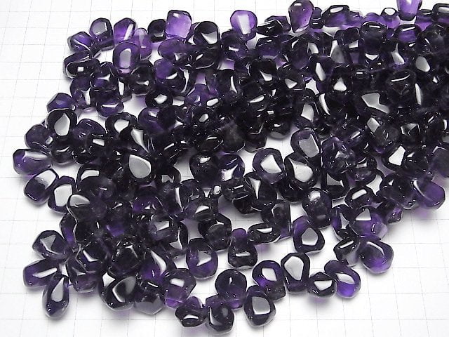 [Video] Amethyst AA++ Faceted Nugget Top Side Drilled Hole half or 1strand beads (aprx.15inch / 37cm)