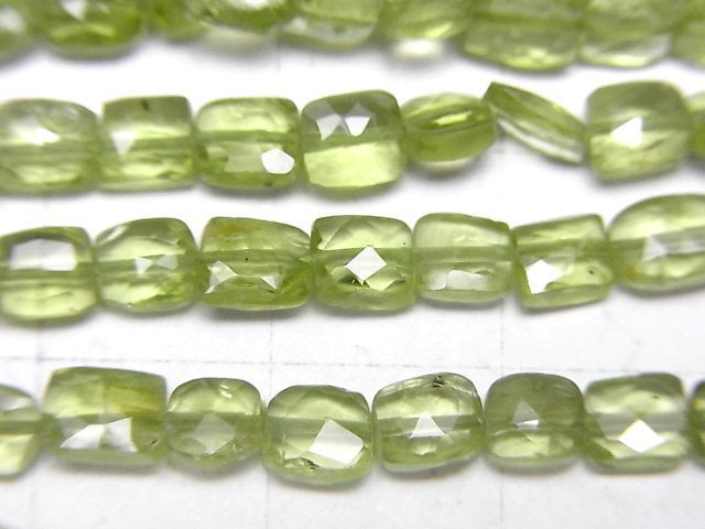 [Video]High Quality Peridot AAA- Square -Faceted Rectangle half or 1strand beads (aprx.13inch/32cm)