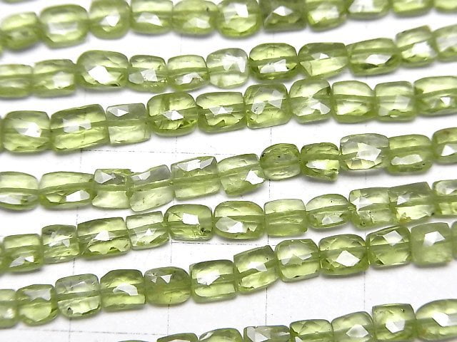 [Video]High Quality Peridot AAA- Square -Faceted Rectangle half or 1strand beads (aprx.13inch/32cm)