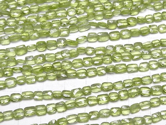 [Video]High Quality Peridot AAA- Square -Faceted Rectangle half or 1strand beads (aprx.13inch/32cm)