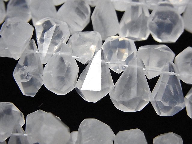Crystal Quartz, Drop, Faceted Briolette Gemstone Beads