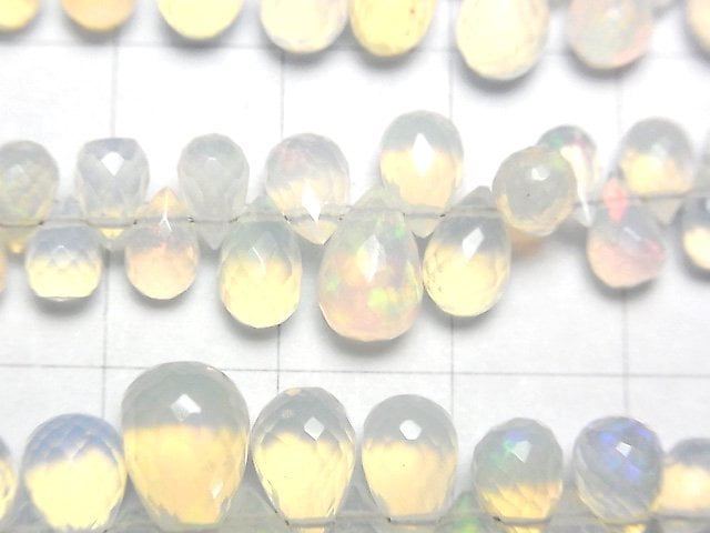 [Video] High Quality Ethiopia Opal AAA Drop Faceted Briolette half or 1strand beads (aprx.8inch / 20cm)