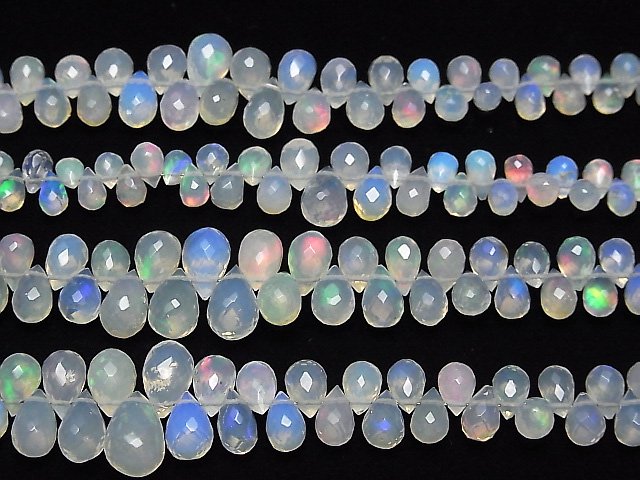 [Video] High Quality Ethiopia Opal AAA Drop Faceted Briolette half or 1strand beads (aprx.8inch / 20cm)