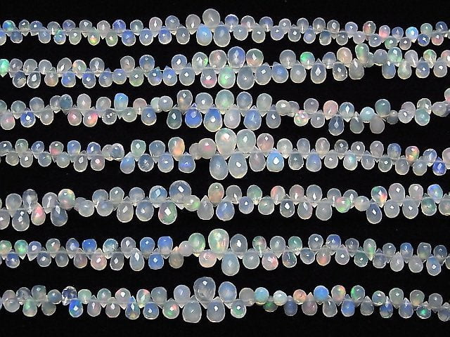 [Video] High Quality Ethiopia Opal AAA Drop Faceted Briolette half or 1strand beads (aprx.8inch / 20cm)