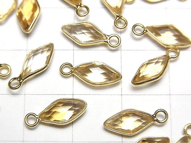 [Video]High Quality Citrine AAA Bezel Setting Diamond Shape 11x6mm 18KGP 3pcs