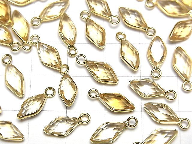 [Video]High Quality Citrine AAA Bezel Setting Diamond Shape 11x6mm 18KGP 3pcs