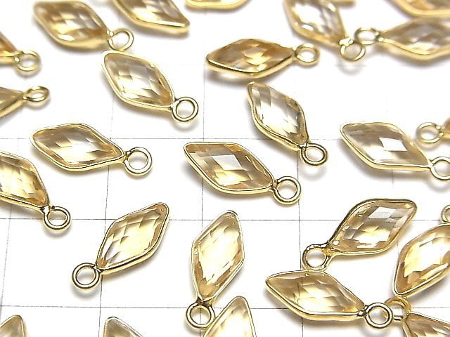 [Video]High Quality Citrine AAA Bezel Setting Diamond Shape 11x6mm 18KGP 3pcs