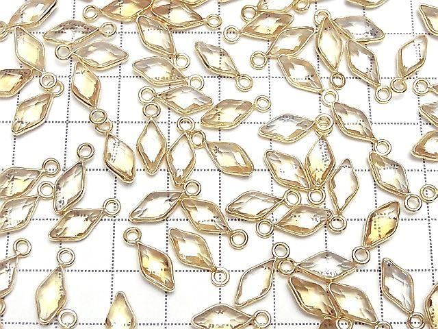 Citrine AAA de haute qualité Sertissage clos Forme diamant 11x6mm 18KGP 3 pièces