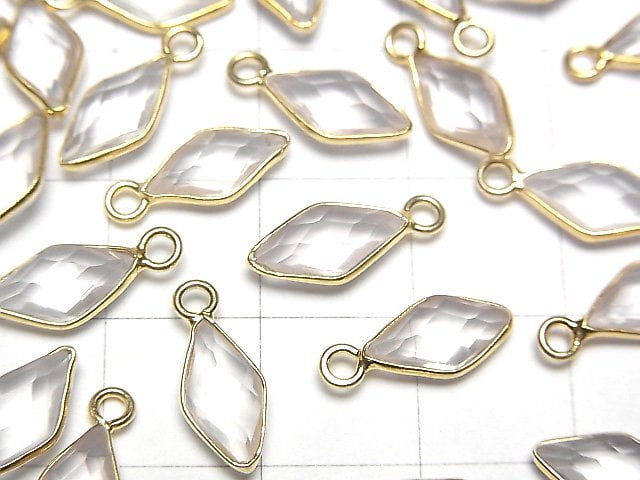 [Video] High Quality Rose Quartz AAA Bezel Setting Diamond Shape 11x6mm 18KGP 3pcs