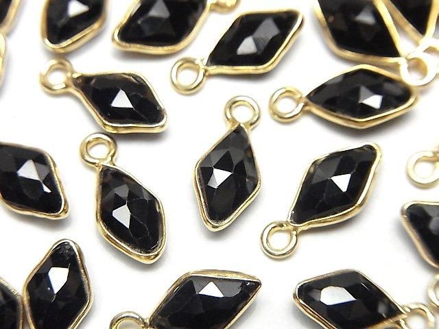 [Video]High Quality Black Spinel AAA Frame Miraculous Medal Ya Rose Cut 10x6mm 18KGP 3pcs