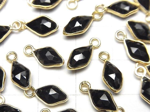 [Video]High Quality Black Spinel AAA Frame Miraculous Medal Ya Rose Cut 10x6mm 18KGP 3pcs
